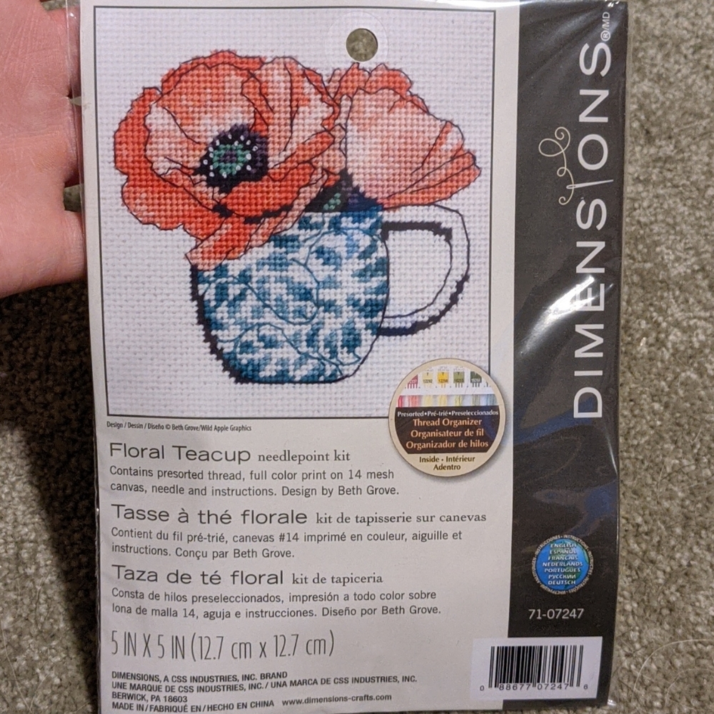 Dimensions Floral Teacup Needlepoint Kit